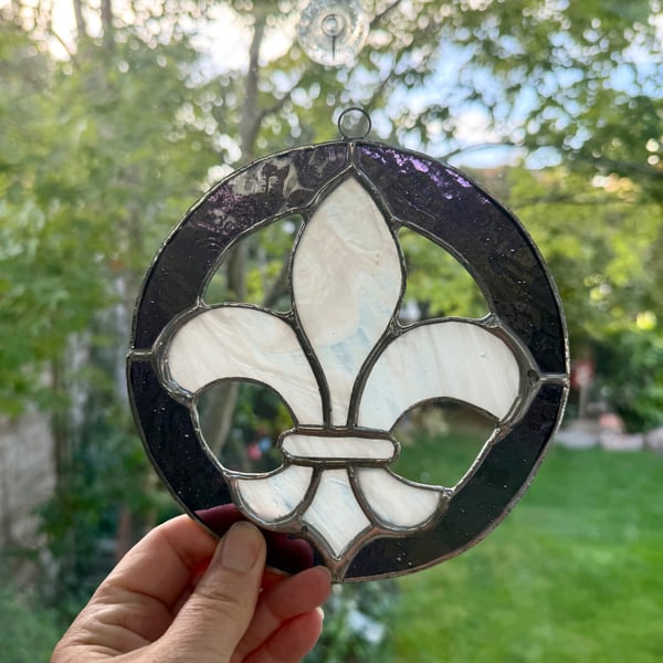 Stained Glass Scout Fleur de Lis
