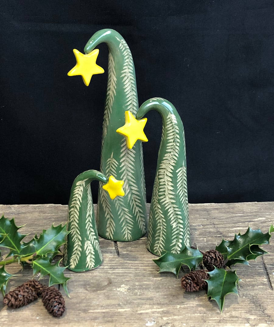 Hanging garland trio of trees