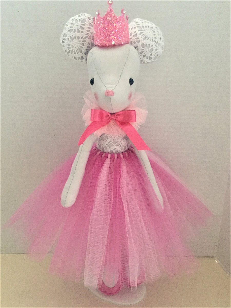 Ballerina Mouse with Tutu and Crown