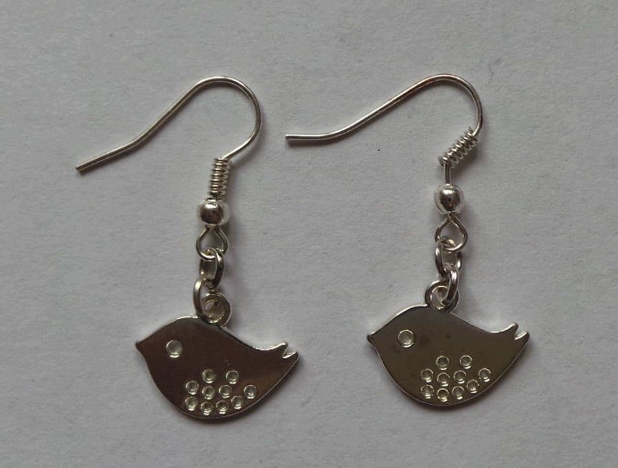 Silver plated Bird dangly earrings