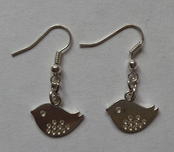 Silver plated Bird dangly earrings