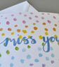Miss you card with rainbow watercolour pattern - Image 4