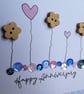 Happy Anniversary Card - Hearts, Flowers and Sequins - Blue and White Polka Dot - Image 5