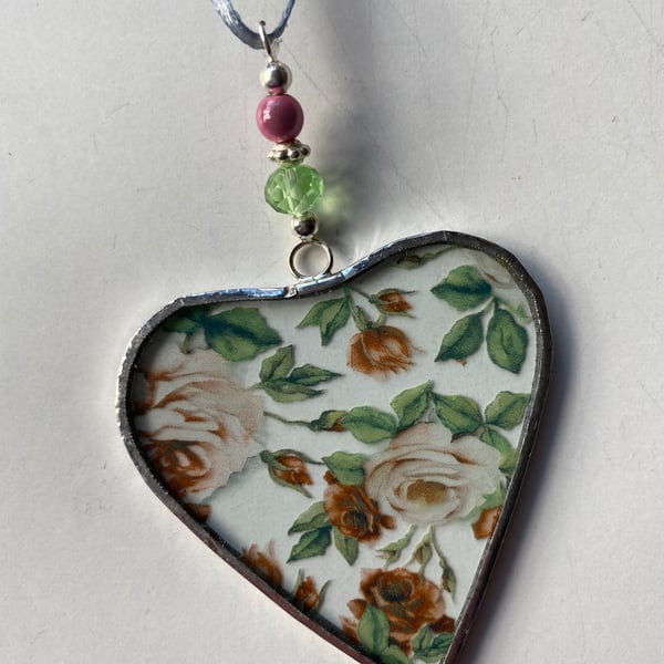 Stained Glass Ribbon Heart Suncatcher Decoration 