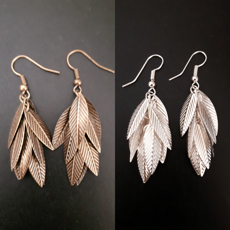 Leaf Cascade earrings Silver or Bronze charm drop womens boho drop dangle