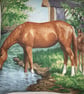 Mare and foal by stream cushion - Image 2