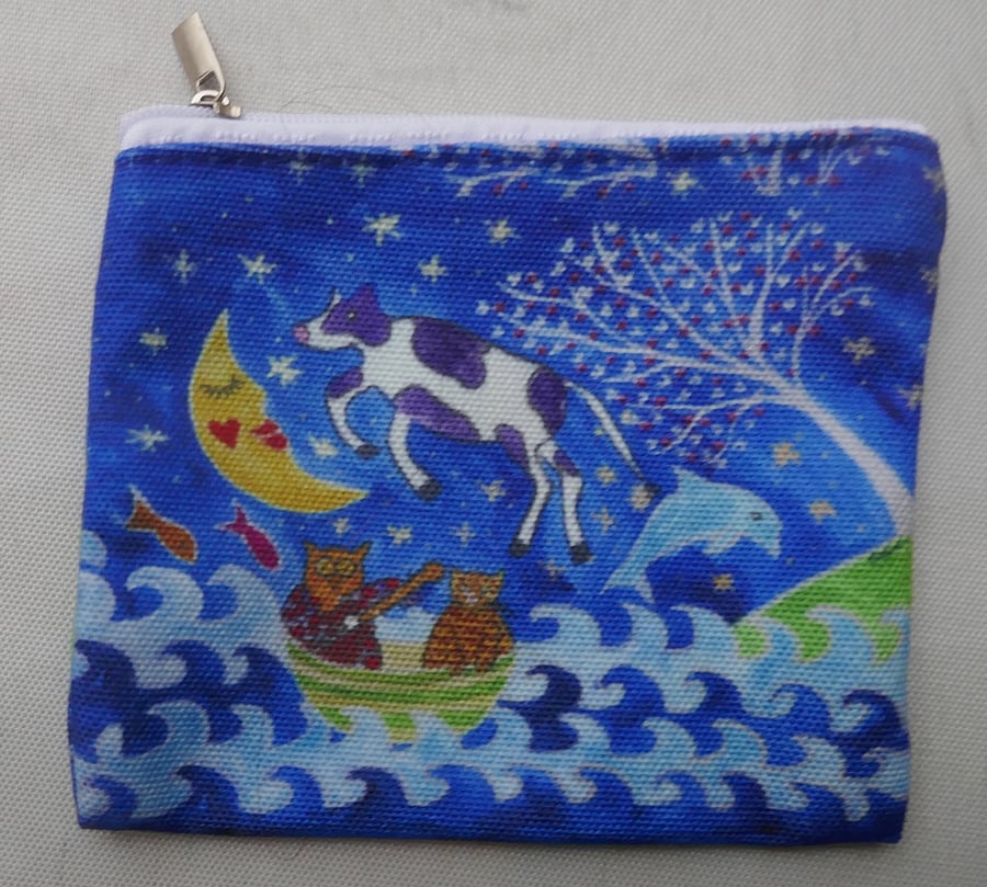 The Cow Jumped over the Moon, Cotton Canvas coin Purse
