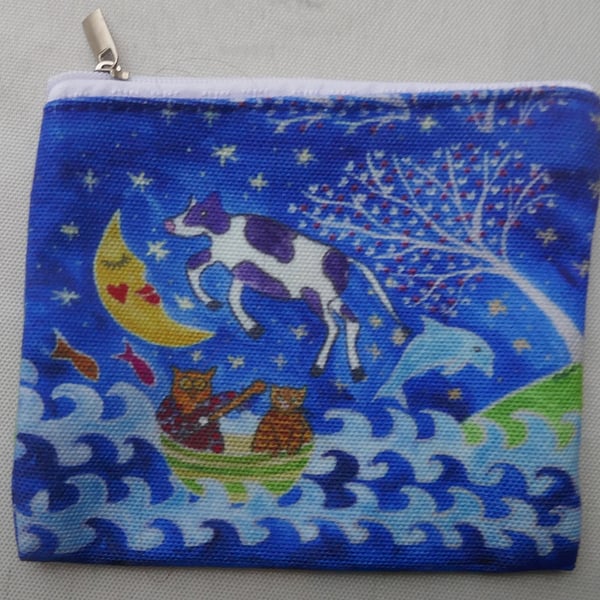 The Cow Jumped over the Moon, Cotton Canvas coin Purse