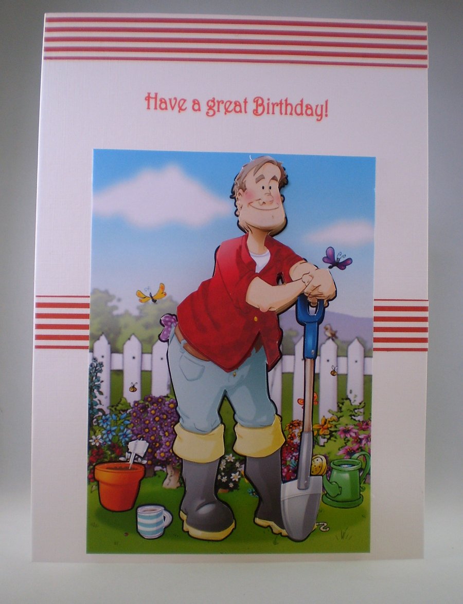 3D Gardener Birthday Card ,Personalise,Handmade