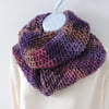 Infinity Scarf Chunky Knit Purple Pink Lilac and Coffee