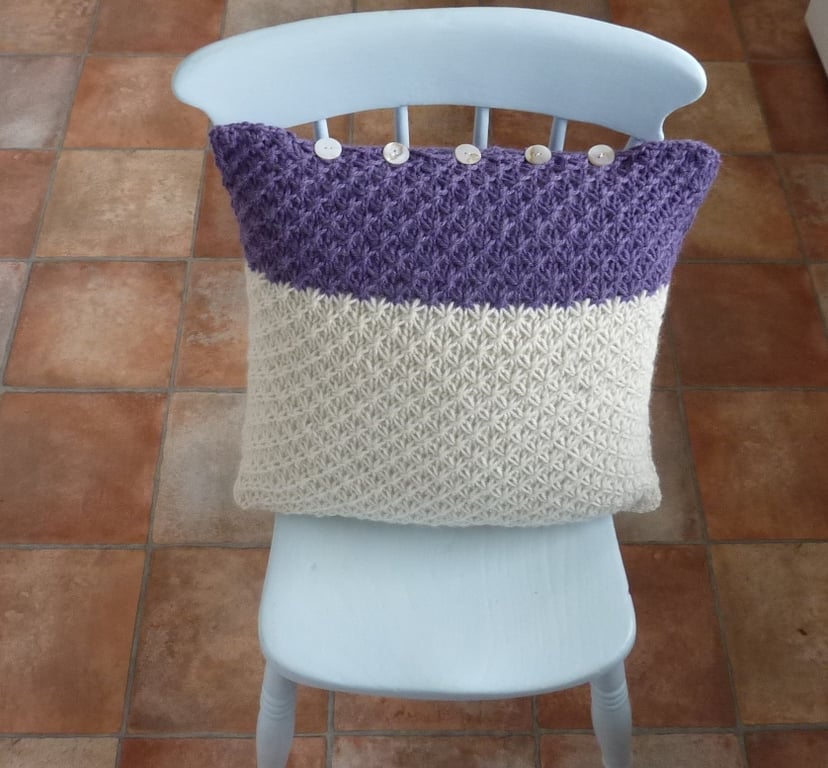 SALE.....CUSHION . Alpaca and wool blend. Super -soft.' Moorland Heather'.