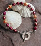 Dark Red and Orange Pearl Bracelet with Sterling Silver Toggle Clasp - Image 7