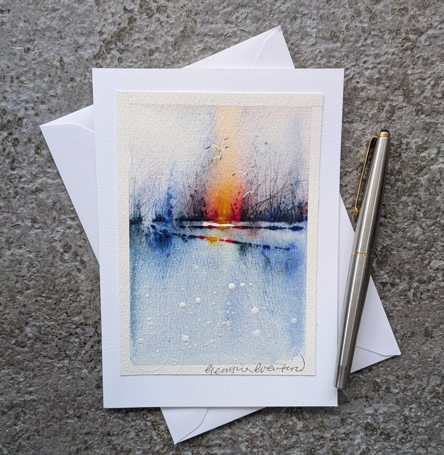 Image of Evening Reflections. Blank Card. Handpainted Original 260172