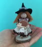 Tiny Autumn Witch Doll Decoration, Halloween Witch Core Ornament, Hedgehogs