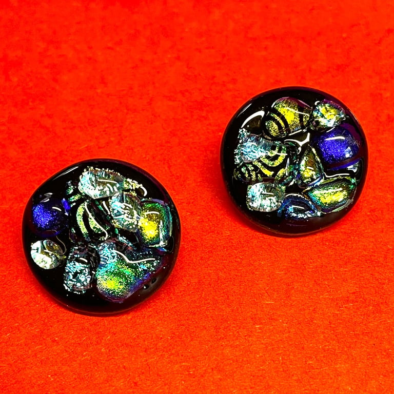 Black Dichroic Buttons, set of 2