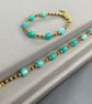 Amazonite & Garnet gold filled adjustable bracelet, 6.5 or 7.5 inch - Image 2