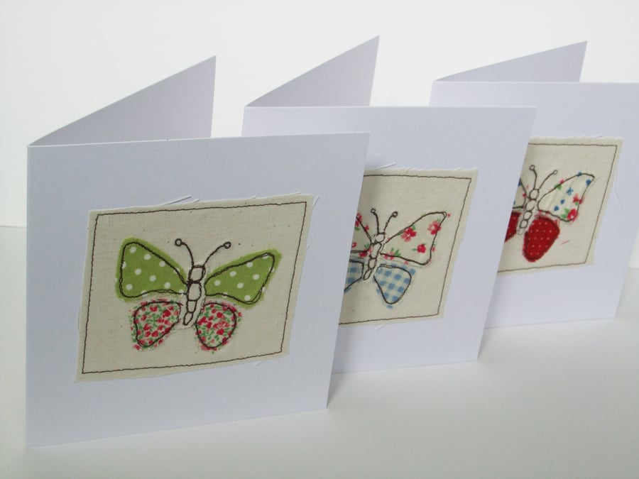 Butterfly Card - Machine Embroidered Butterflies