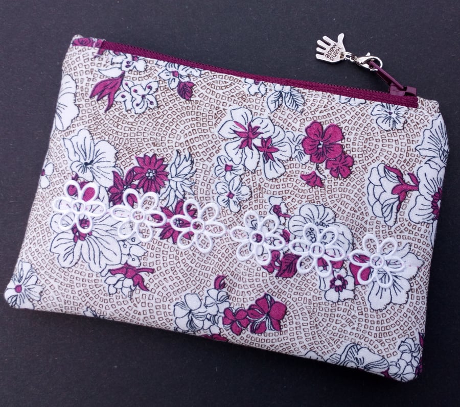 Purple flower Coin Purse 109EF Reduced
