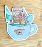 Tiny House Teacup Vinyl Illustrated Sticker 