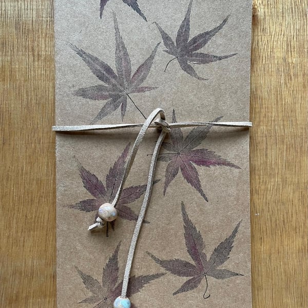 Hand printed Acer leaf notebook