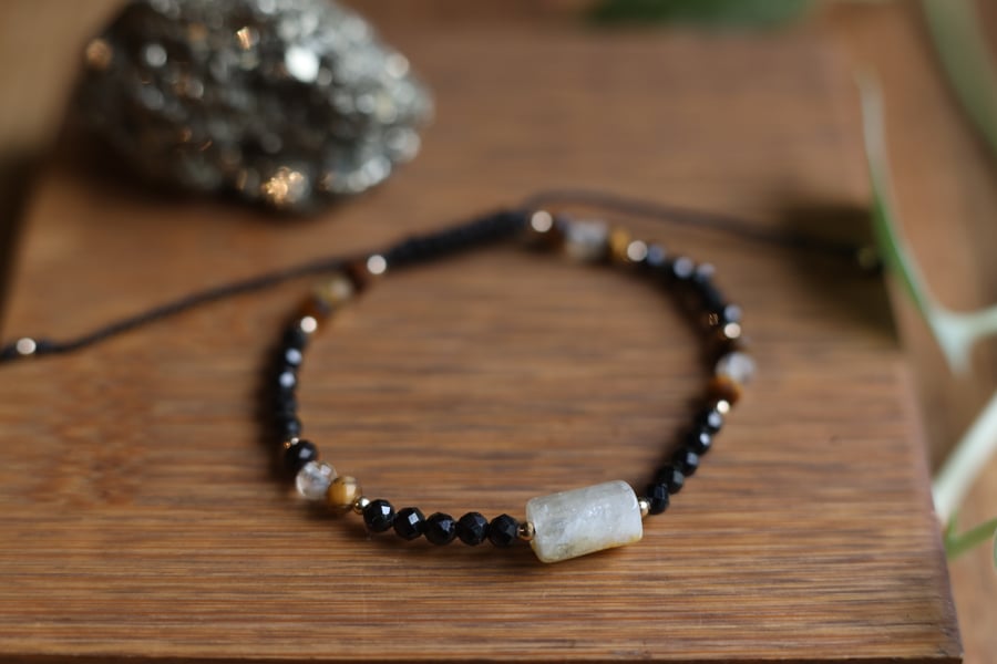 Black Tourmaline, Citrine & Tiger’s Eye Bracelet
