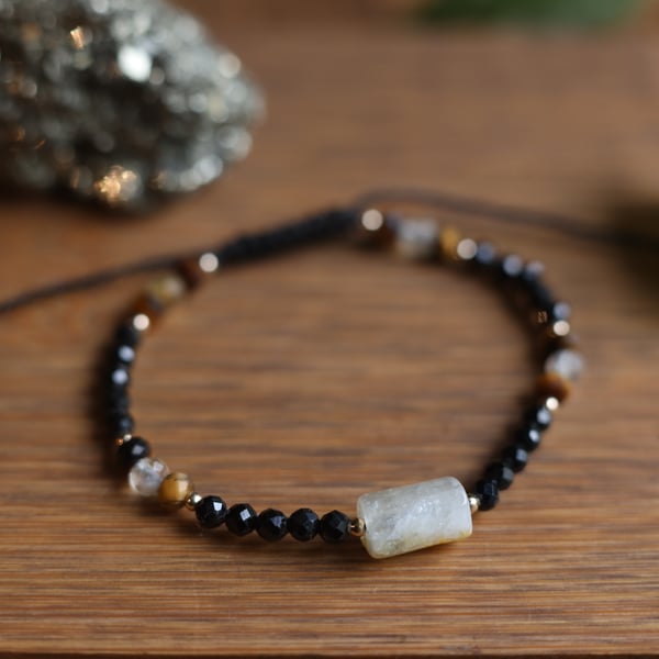 Black Tourmaline, Citrine & Tiger’s Eye Bracelet