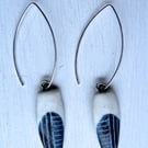 Porcelain earrings hand made by Linda in her studio in Winchester