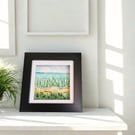 Beach Desk Art - Original 3D Watercolour Art with Sea Glass