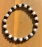 Handmade Black and Pearl-Tone Beaded Bracelet