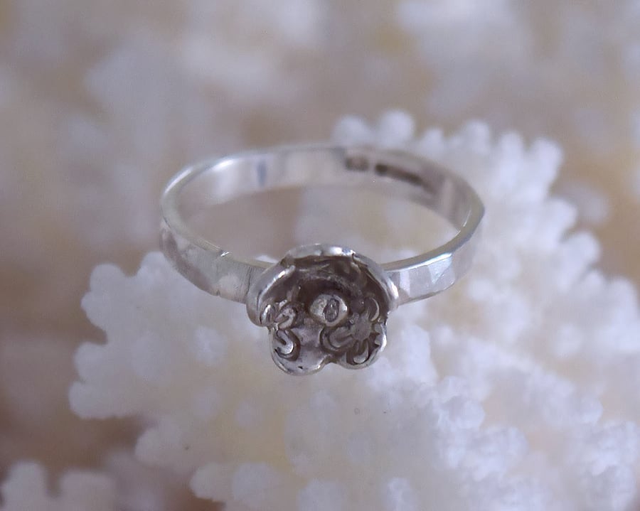 Ring Handmade Sterling Silver and Gold Flower