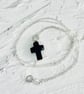 Sterling Silver Crystal Cross Necklace and Earrings Set - Image 2