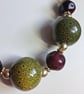 Chunky Green Ceramic And Plum Acrylic Bead Necklace And Matching Earrings - Image 2