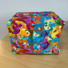 Bright Abstract Print Quilted Fabric Box Shape Washbag