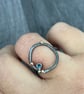 Topaz Rock Pool Ring, circle ring, hammered ring, gift for her, oxidised ring,  - Image 8