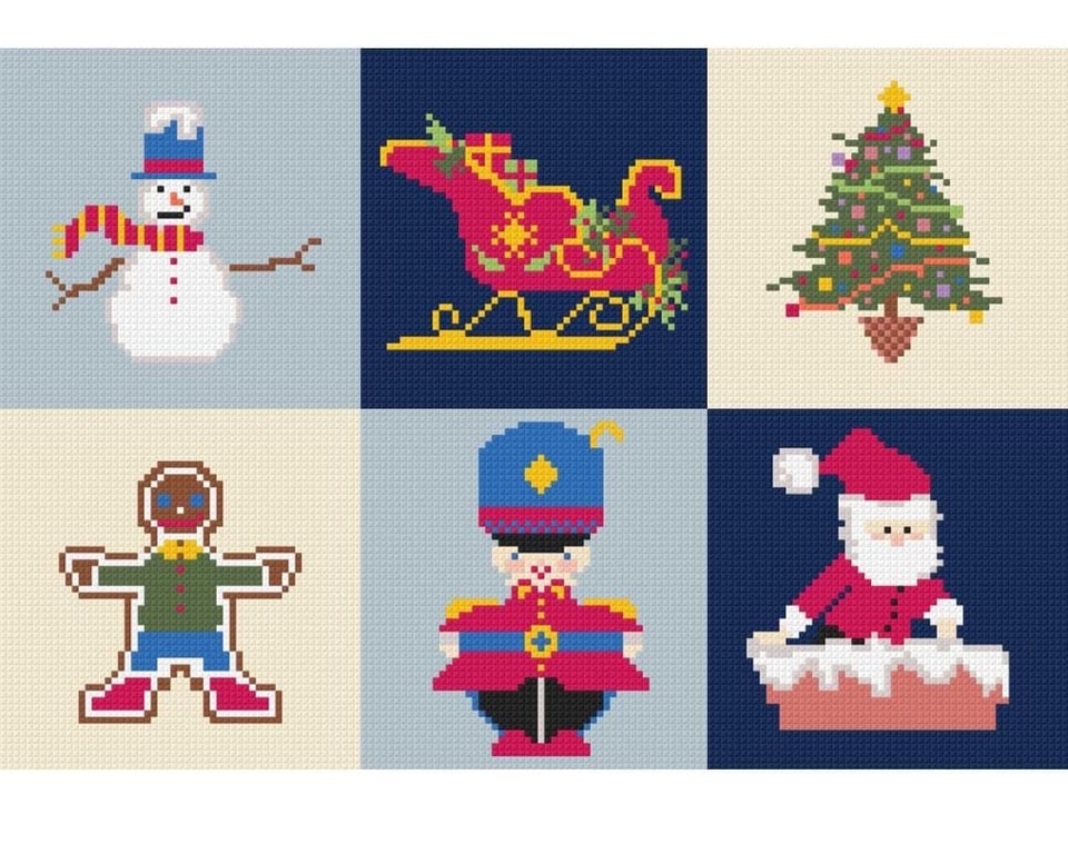 6 Christmas Needlepoint Charts PDF Vol 1 - Festive Tapestry Patterns