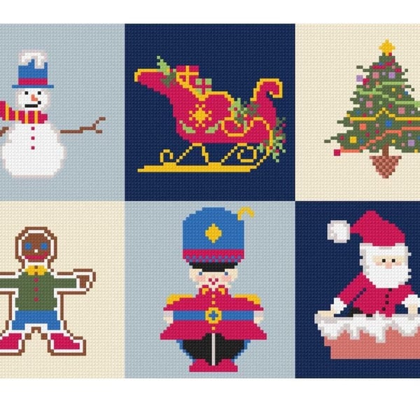 6 Christmas Needlepoint Charts PDF Vol 1 - Festive Tapestry Patterns