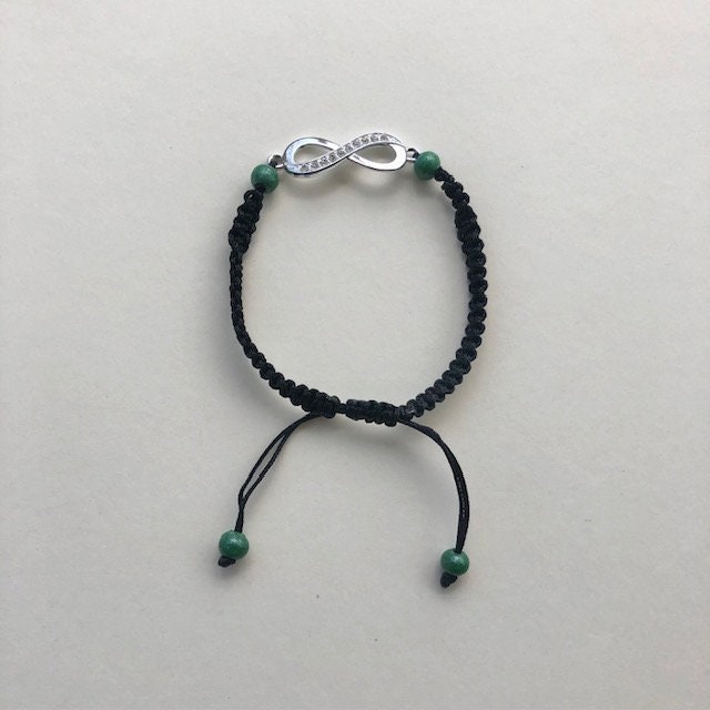 Macrame friendship bracelet with diamante infinity charm- adjustable