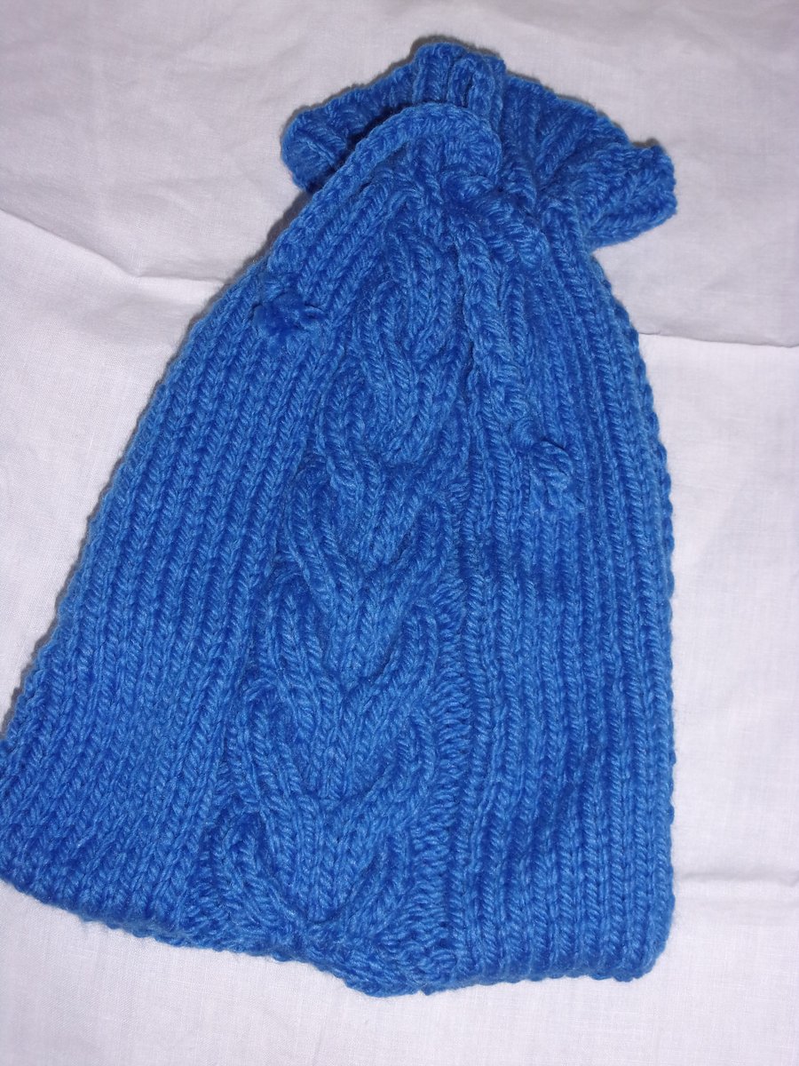 Hand Knitted Chunky Hot Water Bottle Cover with Centre Cable