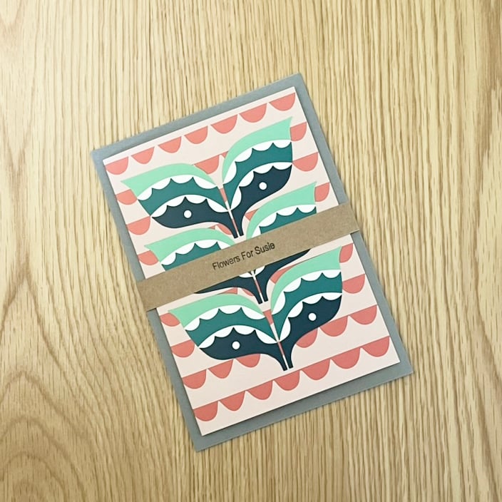 Leaf Card from Original Hand Carved Lino Print – Nature Inspired, Blank Card