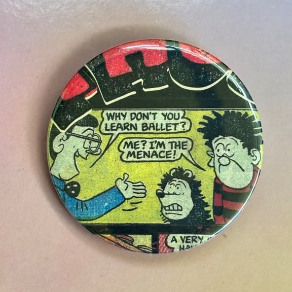 Vintage book pin badge - Dennis the Menace ballet