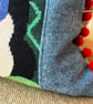 Toucan tapestry cushion cover with vintage wool and pompoms - Image 3