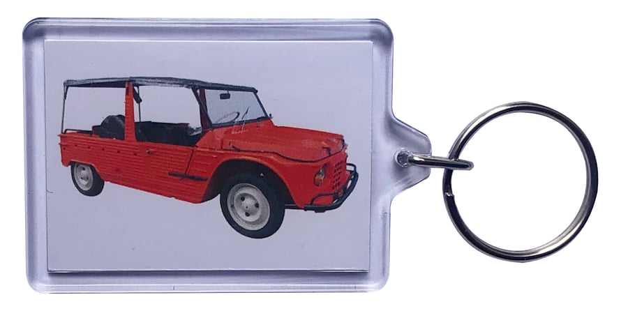 Citroen Mehari 1974 - Keyring with 50x35mm Insert - Fun Car Enthusiast