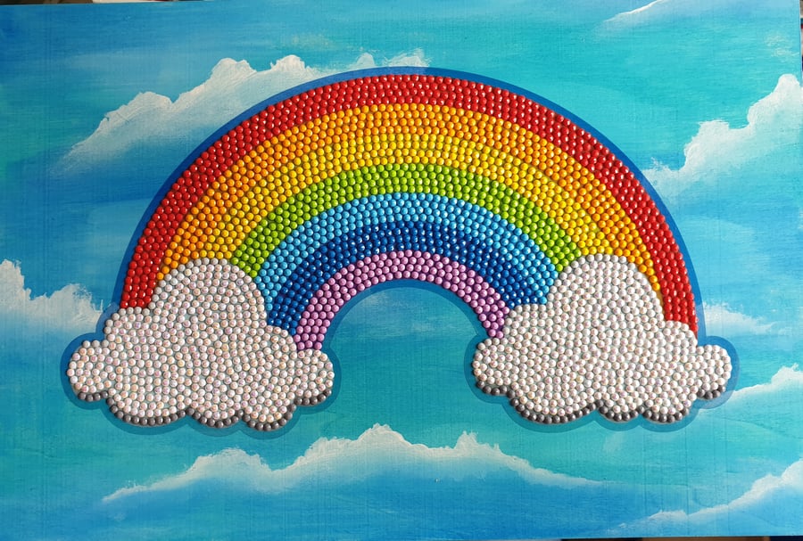 Rainbow cloud wooden box