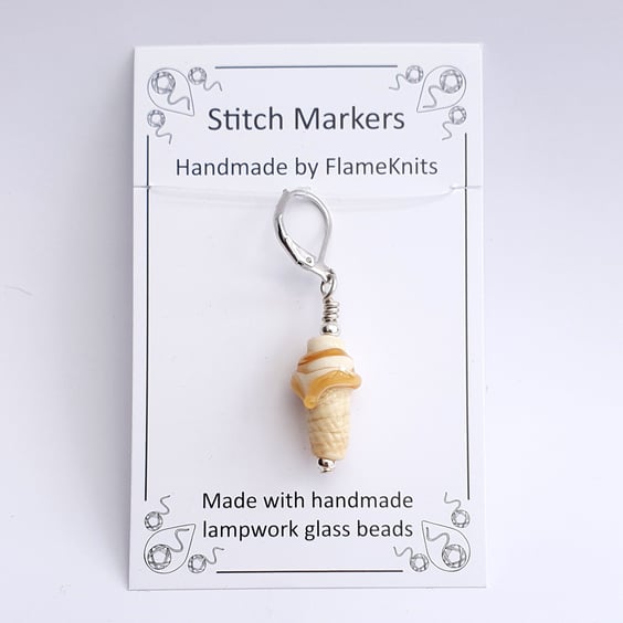 Tiny Glass Ice Cream Stitch Marker - Honeycomb, Toffee, Caramel