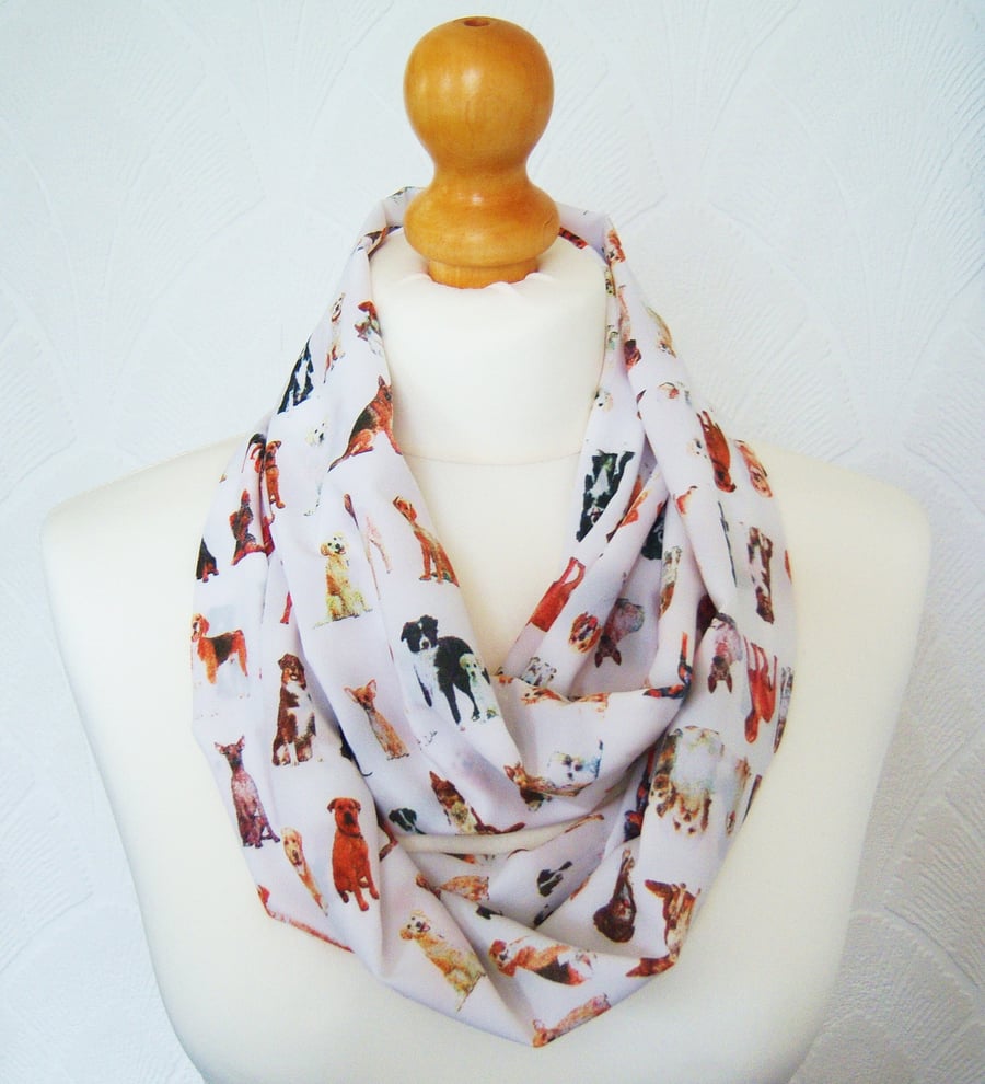 Dogs infinity scarf loop scarf chiffon scarf doggie scarf