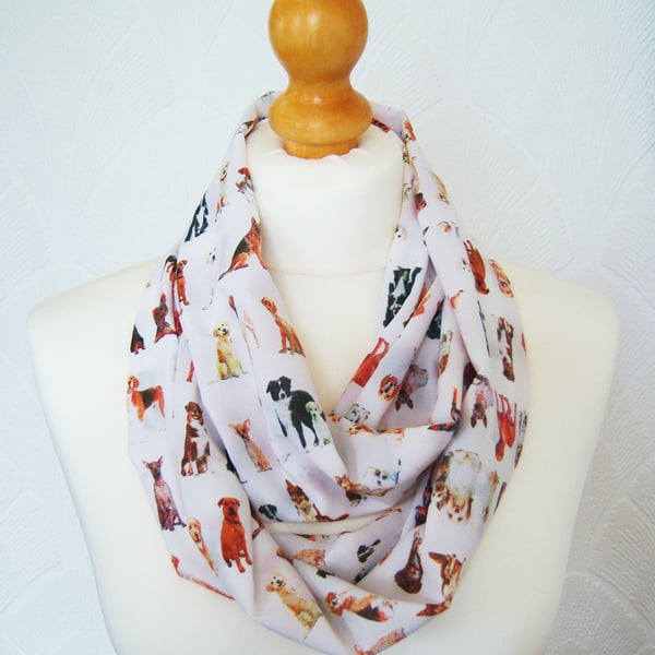 Dogs infinity scarf loop scarf chiffon scarf doggie scarf