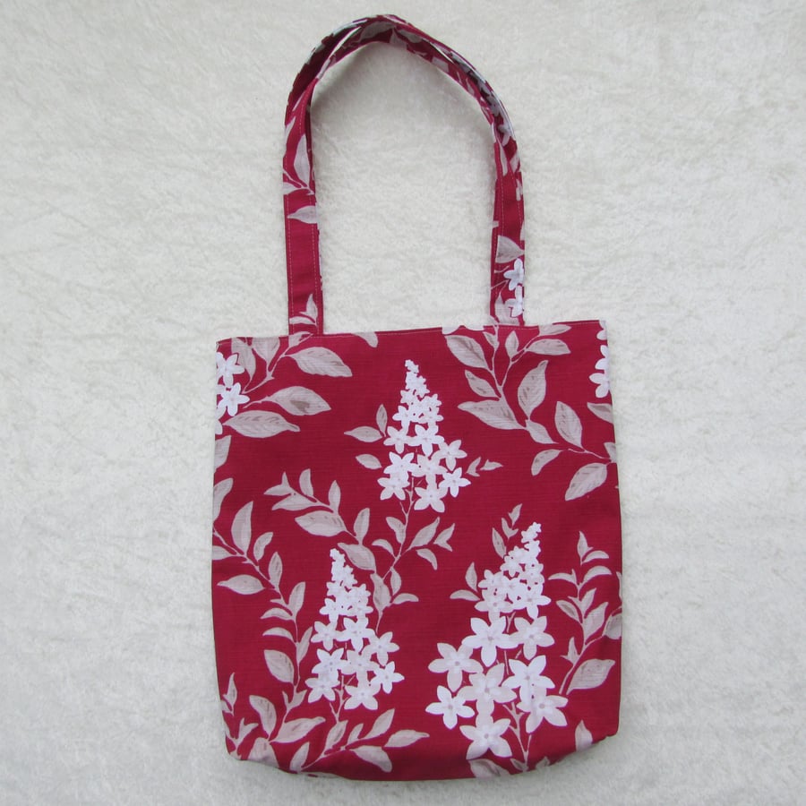 Pink and white floral tote bag