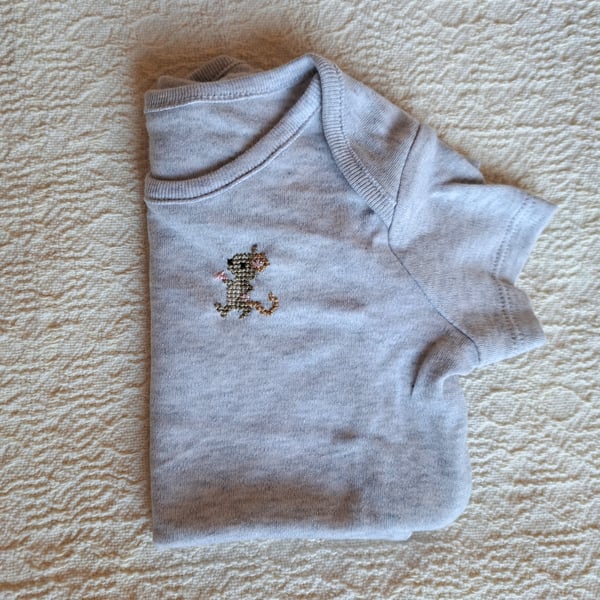 Mouse, vest, age 3-6 months, hand embroidered