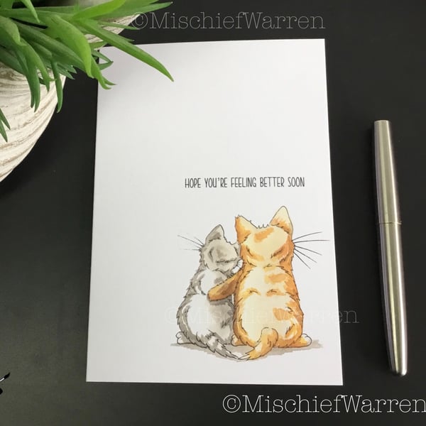 Personalised Comforting, emotional support sympathy get well kittens card.