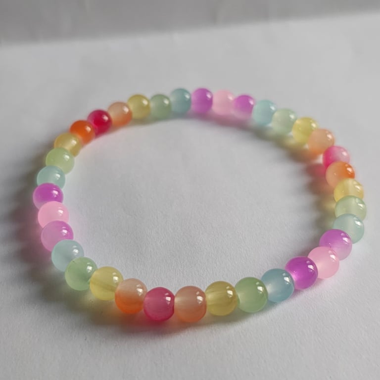 Pastel Rainbow Glass Bead Bracelet